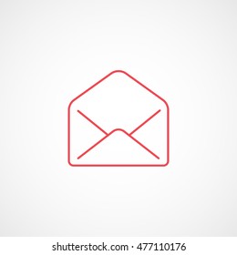 Email Message Open Red Line Icon On White Background