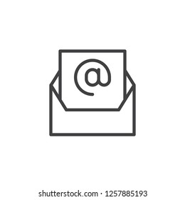 Email message outline icon. linear style sign for mobile concept and web design. Open envelope mail simple line vector icon. Symbol, logo illustration. Pixel perfect vector graphics