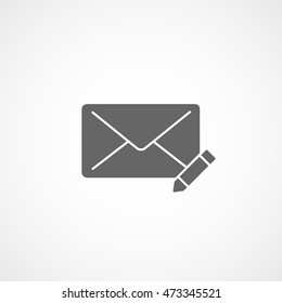 Email Message Pencil Pen Flat Icon On White Background