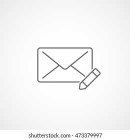 Email Message Pencil Pen Line Icon On White Background