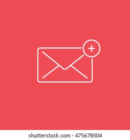 Email Message Plus Add Line Icon On Red Background