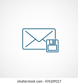 Email Message Save Blue Line Icon On White Background
