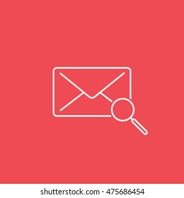 Email Message Search Line Icon On Red Background