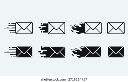 E-Mail- und E-Mail-Symbolvektorsatz für Kommunikation, Apps und das Design der Benutzeroberfläche.