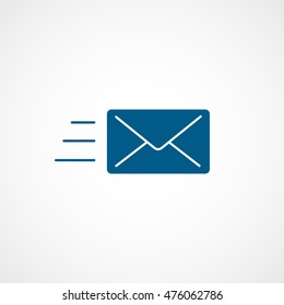 Email Message Sent Blue Flat Icon On White Background