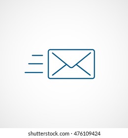 Email Message Sent Blue Line Icon On White Background