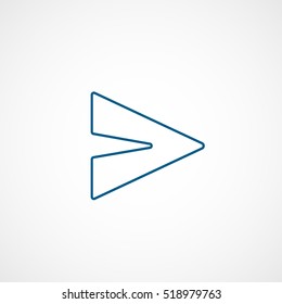 Email Message Sent Blue Line Icon On White Background