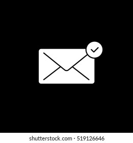 Email Message Sent Done Flat Icon On Black Background