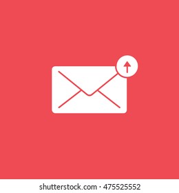 Email Message Sent Flat Icon On Red Background