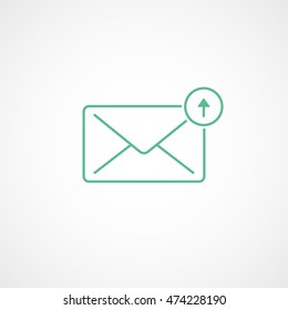 Email Message Sent Green Line Icon On White Background