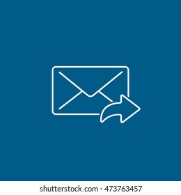 Email Message Sent Line Icon On Blue Background