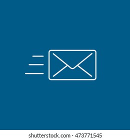 Email Message Sent Line Icon On Blue Background