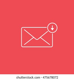 Email Message Sent Line Icon On Red Background
