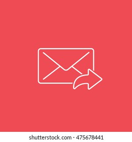 Email Message Sent Line Icon On Red Background