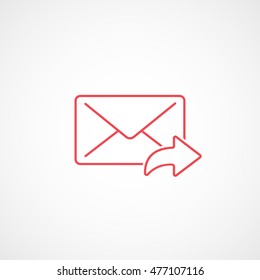 Email Message Sent Red Line Icon On White Background