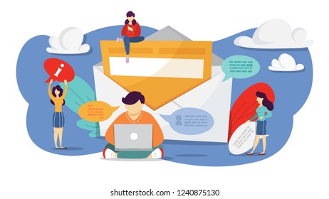 Email message in smartphone. Idea of global communication and notification in mailbox. Isolated flat vector illustration