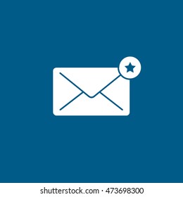 Email Message Star Liked Flat Icon On Blue Background