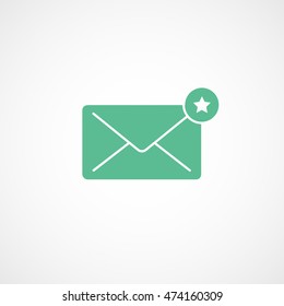 Email Message Start Liked Green Flat Icon On White Background