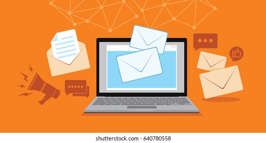 email and message technology with laptop illustration