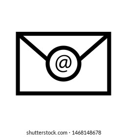 Email or message thin line icon. Black envelope outline icon. Editable stroke vector.
