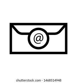 Email or message thin line icon. Black envelope outline icon. Editable stroke vector.