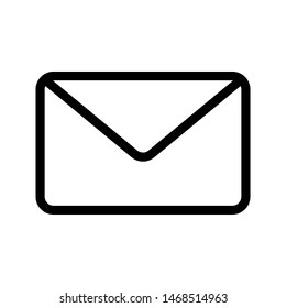 Email or message thin line icon. Black envelope outline icon. Editable stroke vector.