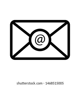 Email or message thin line icon. Black envelope outline icon. Editable stroke vector.