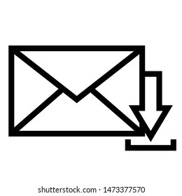 Email or message thin line icon. Black envelope outline icon. Editable stroke vector.