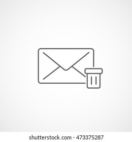 Email Message Trash Can Delete Remove Line Icon On White Background