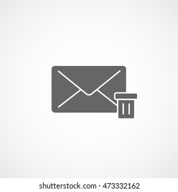 Email Message Trash Can Flat Icon On White Background