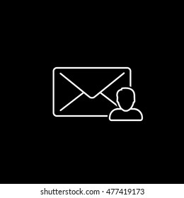 Email Message User Line Icon On Black Background