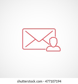 Email Message User Red Line Icon On White Background