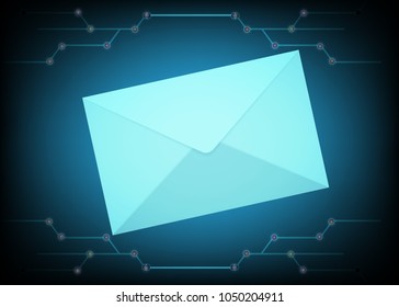 Email message vector illustrations. envelope technology alert inbox news illustration on dark blue background