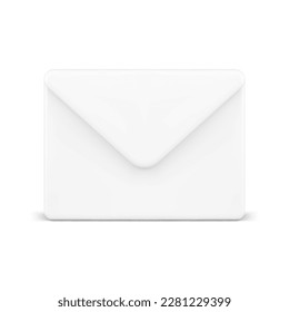 Email message white closed paper envelope newsletter incoming sms chat realistic 3d icon vector illustration. Mail new letter internet remote communication notification contact address correspondence