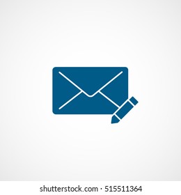 Email Message Write Blue Line Icon On White Background