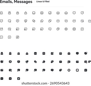 Ícone de email e mensagens com estilo linear e preenchido