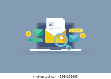 Email messages for new customer, Email conversion, Newsletter marketing, Sending promotional messages to subscriber - vector illustration with icons