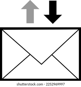 Email and messaging icon symbol illustration, envelope with arrow up-down