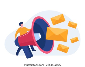 Email and messaging, Email marketing campaign,Working process, New email message. Flat design illustration