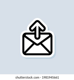 Email and messaging sticker. Envelope with arrow up. Email Icon. Newsletter logo. Email marketing campaign. Vector on isolated background. EPS 10.
