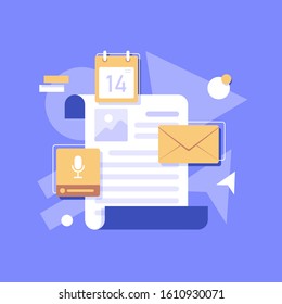 Email and messaging,Email marketing campaign,flat design icon vector illustration