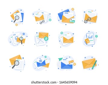 Email and messaging,Email marketing campaign,flat design icon vector illustration