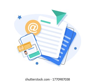 Email and messaging,Email marketing campaign,flat design icon vector illustration