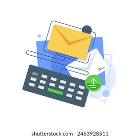 Email and messaging,Email marketing campaign,flat design icon vector illustration