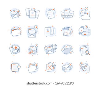 Email and messaging,Email marketing campaign,Thin lines web icons set