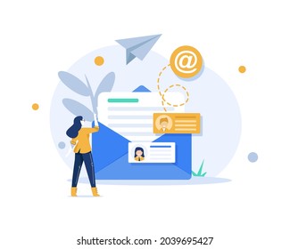 Email and messaging,Email marketing campaign,Working process, New email message,flat design icon vector illustration