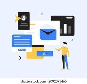 Email And Messaging,Email Marketing Campaign,Working Process, New Email Message,flat Design Icon Vector Illustration