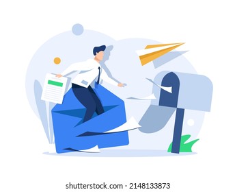 Email and messaging,Email marketing campaign,Working process, New email message,flat design icon vector illustration