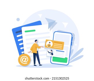 Email and messaging,Email marketing campaign,Working process, New email message,flat design icon vector illustration