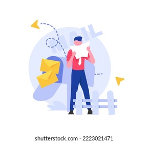 Email and messaging,Email marketing campaign,Working process, New email message,flat design icon vector illustration